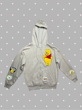 Disney Winnie the Pooh Patch Tan Zip Up Hoodie XS